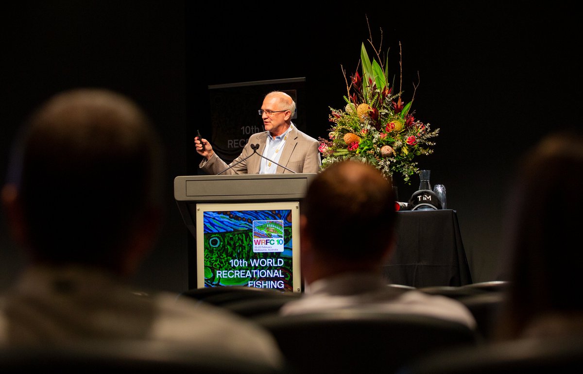 Steve Moyer, Vice President of <a href="/TroutUnlimited/">Trout Unlimited</a> &amp; and our first keynote at #WRFC10, gifted delegates with valuable insight into the power of angler stewardship &amp; importance of integrated management, particularly interconnectedness between fisheries and water managers 
#keynote