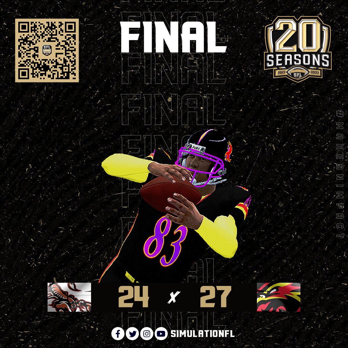 Simulation Football League (@simulationfl) on Twitter photo Just call him the giant killer. Mason Kirby has brought down dynasties and he brought Arizona down from the top of the SFL standings tonight with his late toe-tapping touchdown in the back of the end zone, helping the <a href="/SFL_Fury/">Las Vegas Fury</a> improve to 4-1 on the season. #makeanimpact Just call him the giant killer. Mason Kirby has brought down dynasties and he brought Arizona down from the top of the SFL standings tonight with his late toe-tapping touchdown in the back of the end zone, helping the <a href="/SFL_Fury/">Las Vegas Fury</a> improve to 4-1 on the season. #makeanimpact