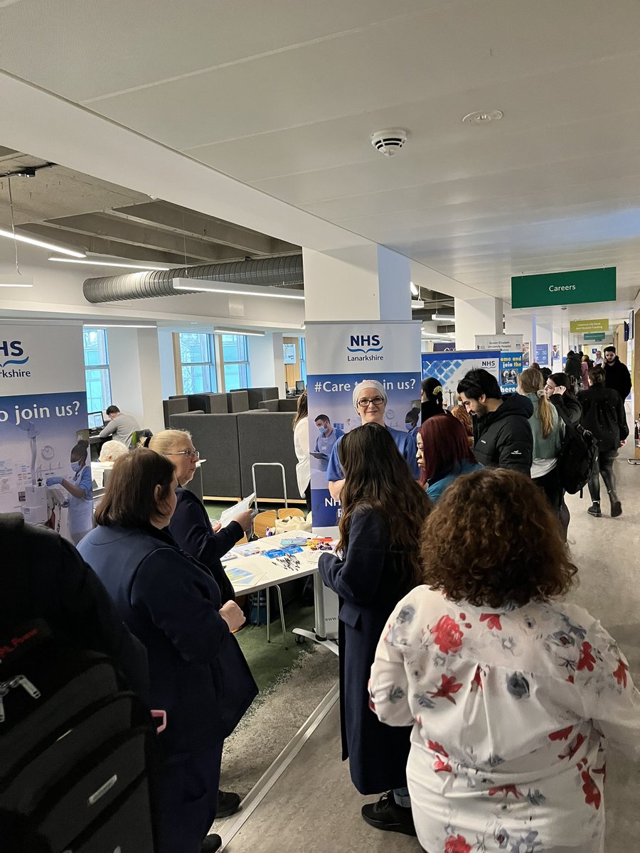 NHS Lanarkshire are at the @GCUNursing careers fayre today! Pop along and find out more about the fantastic career opportunities across the board 😁