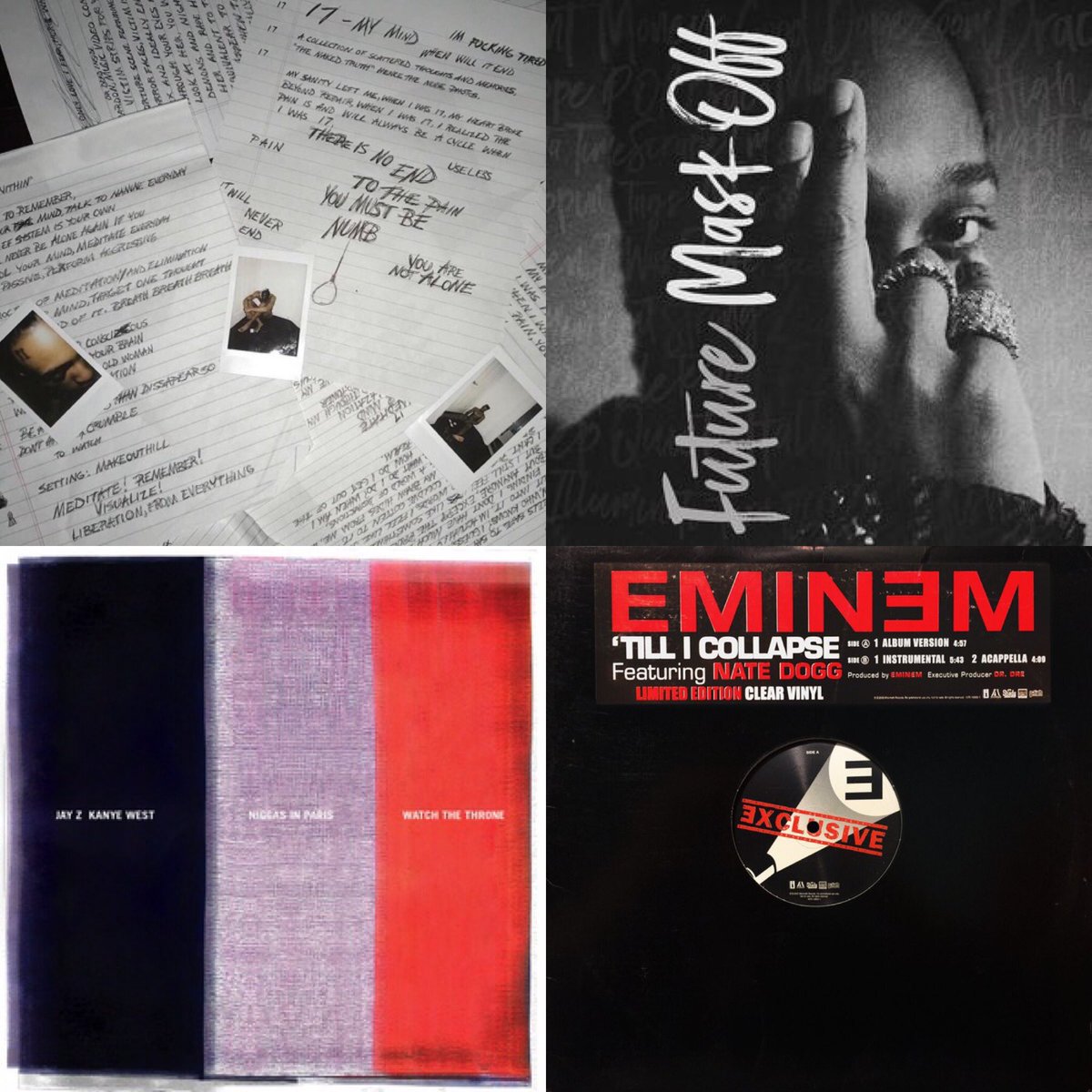 Here’s a few rap song about to go Diamond! All are 9 times Platinum.
Watch The Throne - Nigga in Paris
Future - Mask Off
xxxtentacion - Fuck Love
Eminem - Till I Collapse 
#hiphop #raphistory