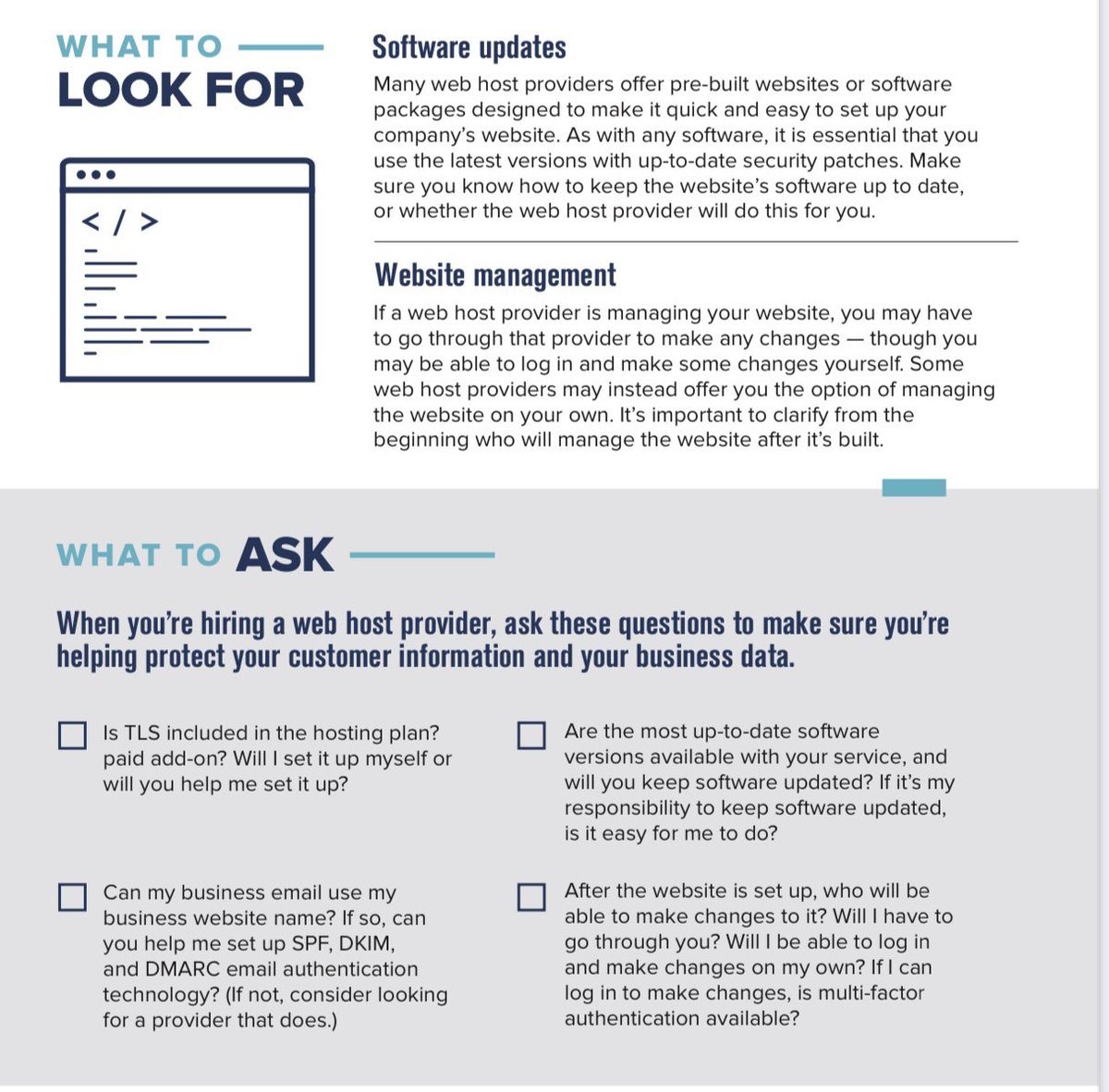 Cybersecurity for small business - Hiring a web host