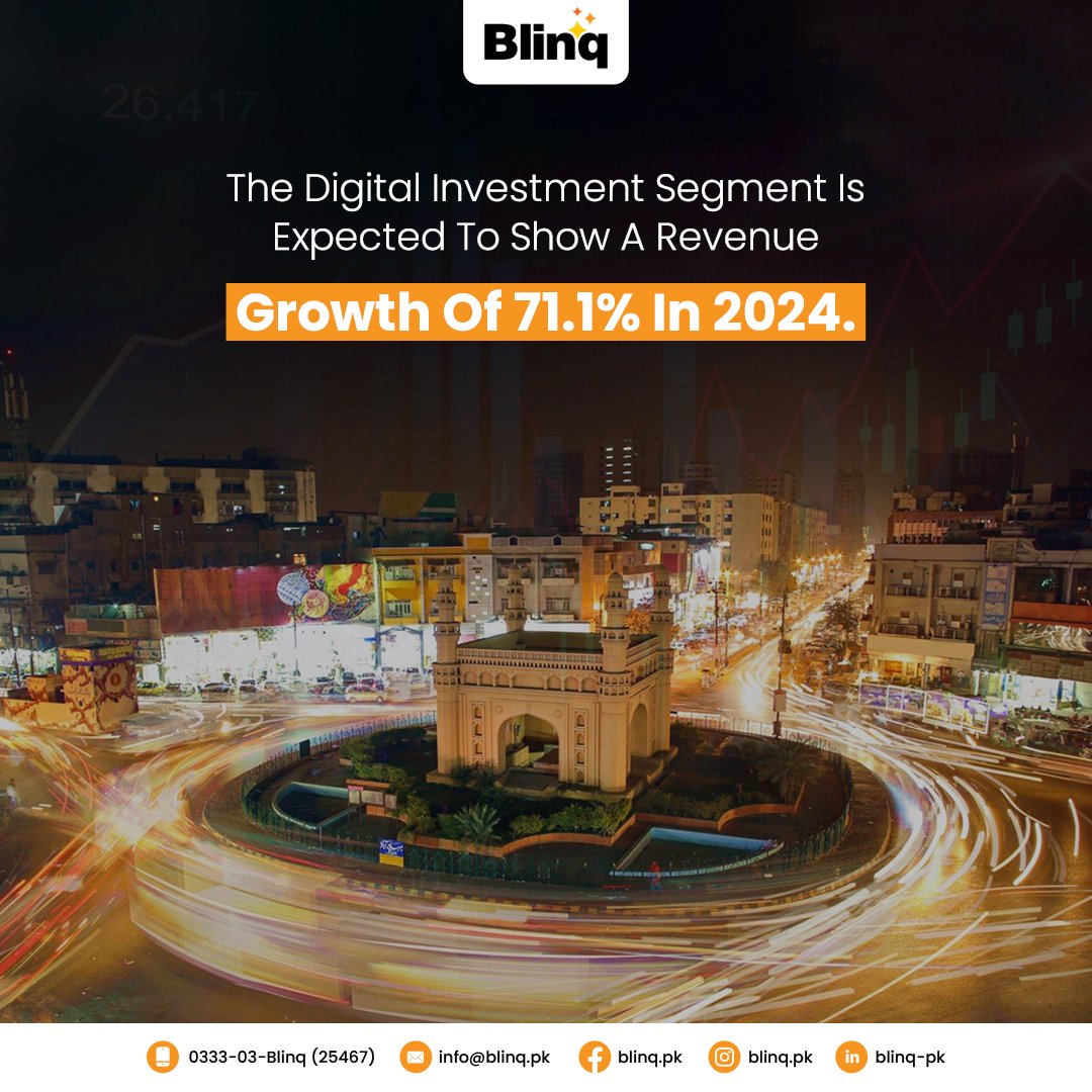 blinqpk's tweet photo. The #DigitalInvestment segment is expected to clock a revenue growth of 71.1% in 2024. https://t.co/lrr95MYjfV