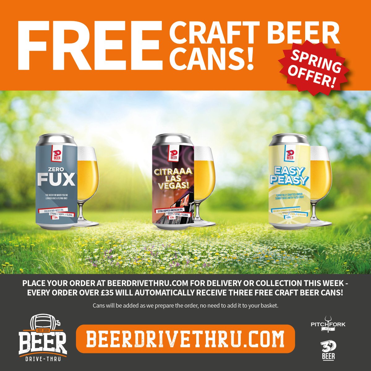 Spring Fresh! Fresh Beer! We're in a fresh, good mood this week as we hit the end of February, so we've put together this no-brainer Spring promotion for you! Six stunning beers and if you spend over £35 then you'll get THREE craft beer cans completely FREE! (they're worth ov ...