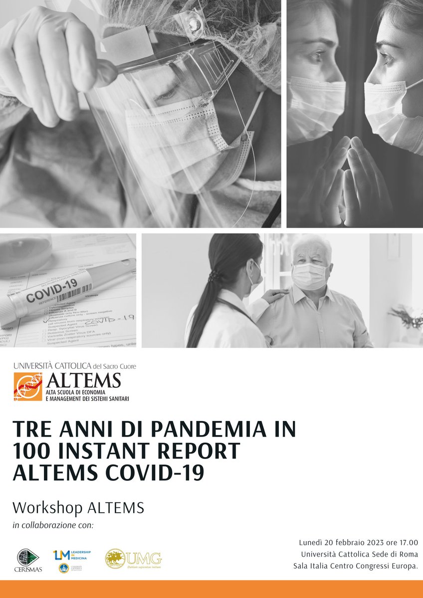 ALTEMS4's tweet photo. 𝐓𝐫𝐞 𝐚𝐧𝐧𝐢 𝐝𝐢 𝐩𝐚𝐧𝐝𝐞𝐦𝐢𝐚 𝐢𝐧 💯 𝐈𝐧𝐬𝐭𝐚𝐧𝐭 𝐑𝐞𝐩𝐨𝐫𝐭 𝐀𝐥𝐭𝐞𝐦𝐬 𝐂𝐨𝐯𝐢𝐝-𝟏𝟗

🗓️ 𝐨𝐠𝐠𝐢 𝐨𝐫𝐞 𝟏𝟕.𝟎𝟎 - 𝟏𝟗.𝟎𝟎 
📹https://t.co/ZUArXERJ68 
📍@unicatt

🖊️Accreditati all'evento: https://t.co/7pnfhQlKOF https://t.co/88ioVMR8Pk
