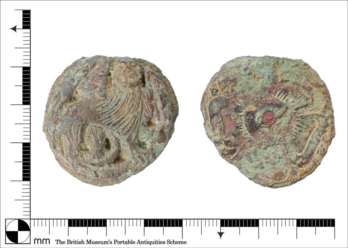 A Late Medieval to Early Post-Medieval copper-alloy mount depicting a winged lion for this week’s #ZoomorphicMonday. 

Look at database record CORN-950EF1 for details: 

finds.org.uk/database/artef…

#PortableAntiquitiesScheme #RecordYourFinds #Archaeology #Cornwall #Zoomorphic