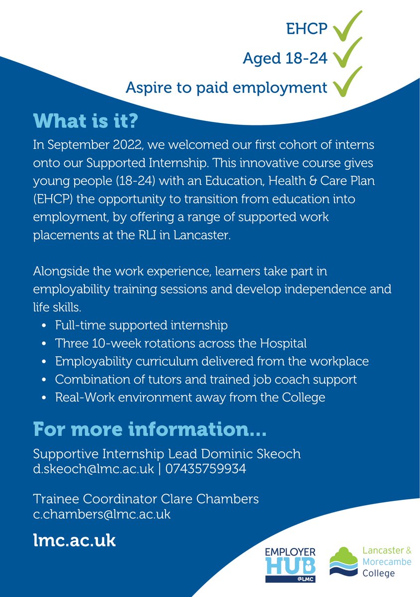 DFNPS_RLI's tweet image. We have an interest event for the NHS internship on the 21st March 2023! This will take place at Lancaster and Morecambe College. If you are interested come along!