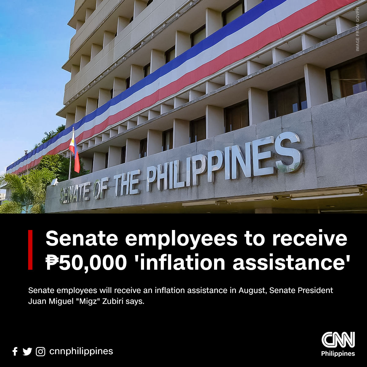 newswatchplusph's tweet image. All 3,000 Senate employees would get the benefit. They are also set to receive an increase in medical assistance from ₱30,000 to ₱50,000, according to Senate President Migz Zubiri. 

Read more: bit.ly/3Z1aFMP