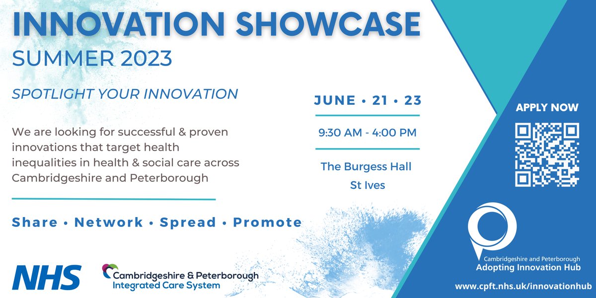 @CPInnovationHub are looking for successful innovations to celebrate and support opportunities for spread at our summer 2023 showcase event. If you have implemented an innovation you would like to showcase at our event, apply now: bit.ly/3fqRESZ