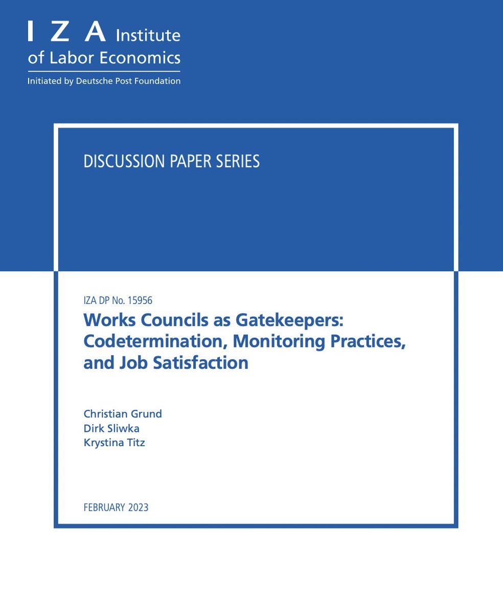 ADAPT_bulletin's tweet image. .@iza_bonn DP No. 15956: &quot;#WorksCouncils as Gatekeepers: #Codetermination, Monitoring Practices, and #JobSatisfaction&quot; iza.org/publications/d…