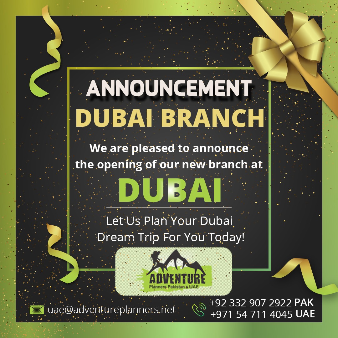APlannersPak's tweet photo. We are excited to announce the launch of new branch of our tour company, Adventure Planners, in Dubai.For future endeavours please contact us on the given numbers
+92 332 907 2922 PAK
+971 54 711 4045 UAE https://t.co/BTNoMjy4Ji