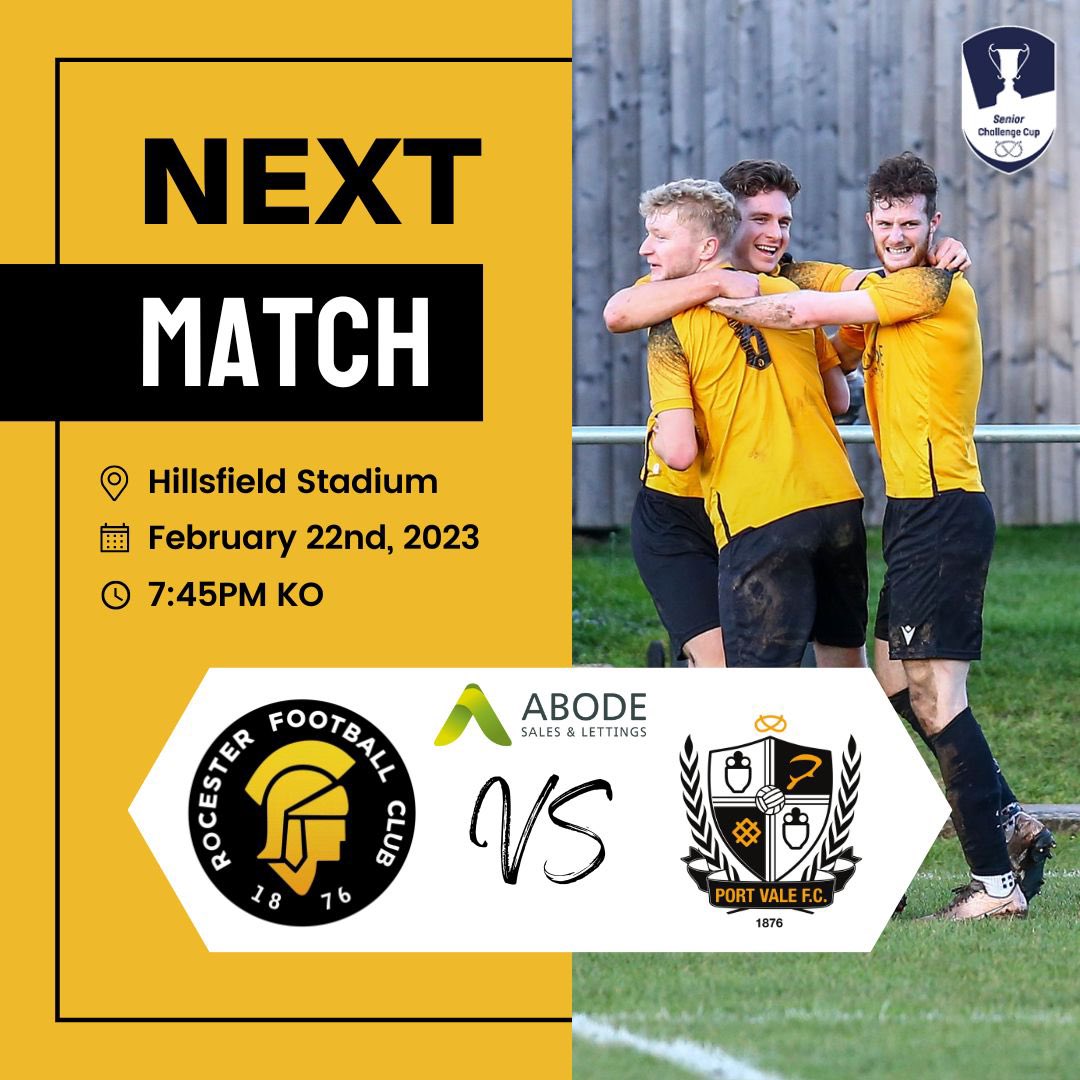 We are back at home on Wednesday night as we welcome Port Vale for the Quarter Final Of The Staffordshire Senior Cup 

#COYR 🟡⚫️