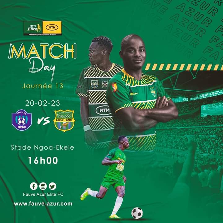#MTNEliteOne    #Matchday 
🟢🟡 Apejes  🆚 Fauve Azur Élite 
🏟️Stade de Ngoa-Ekellé
🗓️ Lundi 20 Février 2023
🕒 16 H 

👉🏾 fauve-azur.com 

#FauveAzurEliteFC
#FauveAzurElite
#FauveAzur
#Fayaboys
#Fayadep
#FayaCommunity 
#TousderrierelesFayaboys
<a href="/CTFP9/">CTFP</a> 
<a href="/FecafootOfficie/">Fecafoot-Officiel</a>