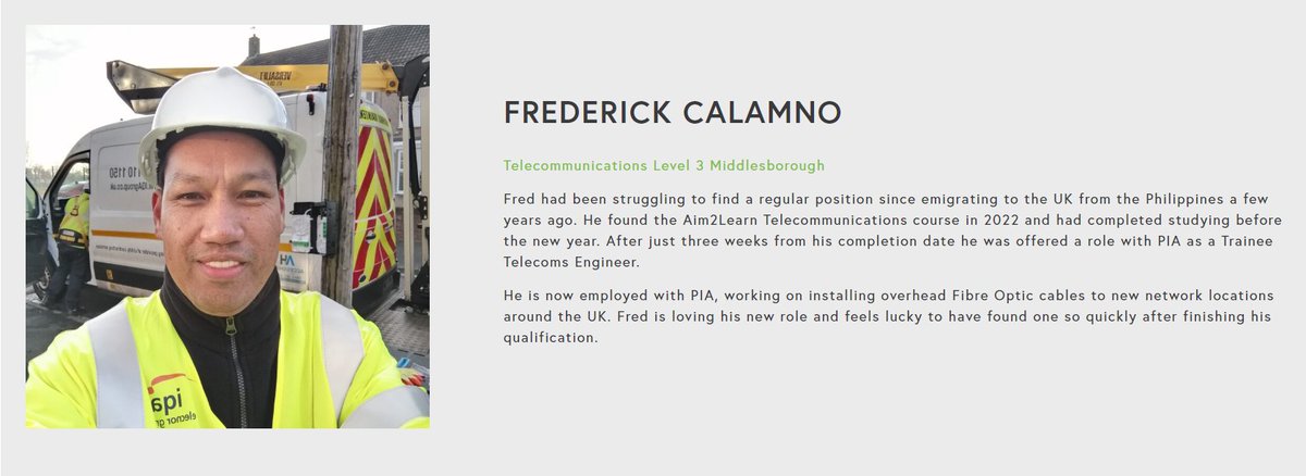 Aim2Learn's tweet image. New learner success story on our website, a huge congrats to Fred for locking down a role and a big thanks for the selfie! #telecoms