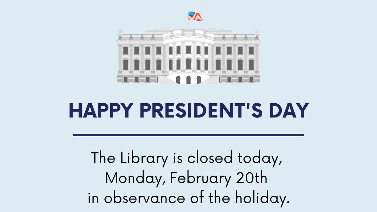 The Trumbull Library System is closed today, Monday, February 20th in observance of the holiday. We will be open tomorrow, Tuesday, February 21st from 9:00 a.m. to 8:00 p.m. We wish our community a restful holiday.