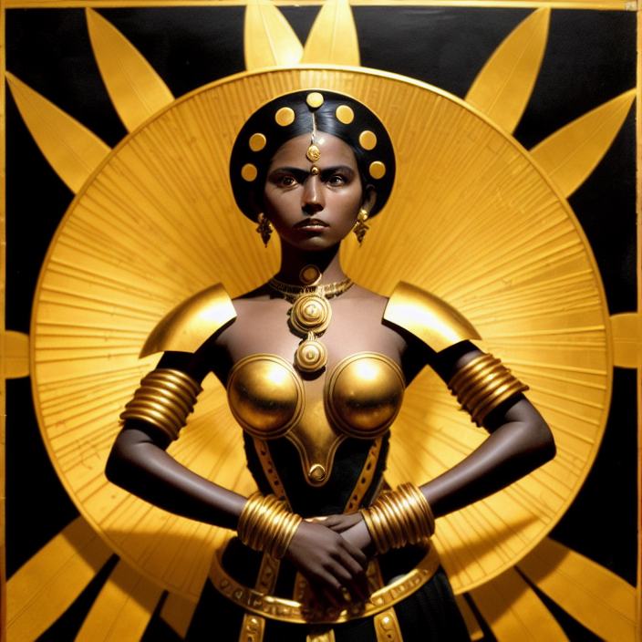 chav_ez's tweet photo. In a vision through a Smoking Mirror in an ancient city, I saw her, wearing Aztec gold, living in another dimensional reality! #Aztecgold #latina #AIIA #AncientAliens #Latinx #GenerativeAI #Deforum #AIart #chicanodada #Cecentlamantin @joerogan @Graham__Hancock https://t.co/DoN2rMLlXt