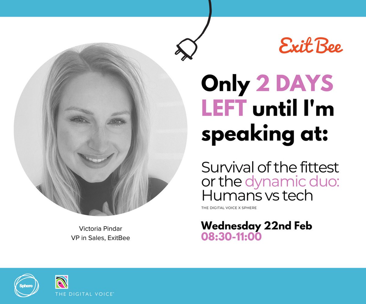 What wins: Humans vs Tech? 🤔 

It's only two days until Victoria Pindar will be at Sphere’s ‘Humans vs Tech’ event to join a panel of top industry experts. 

Will we see you there? 👀 
linkedin.com/events/humansv…

#humansvstech #events2023 #exitbee #advertisingads #socializing