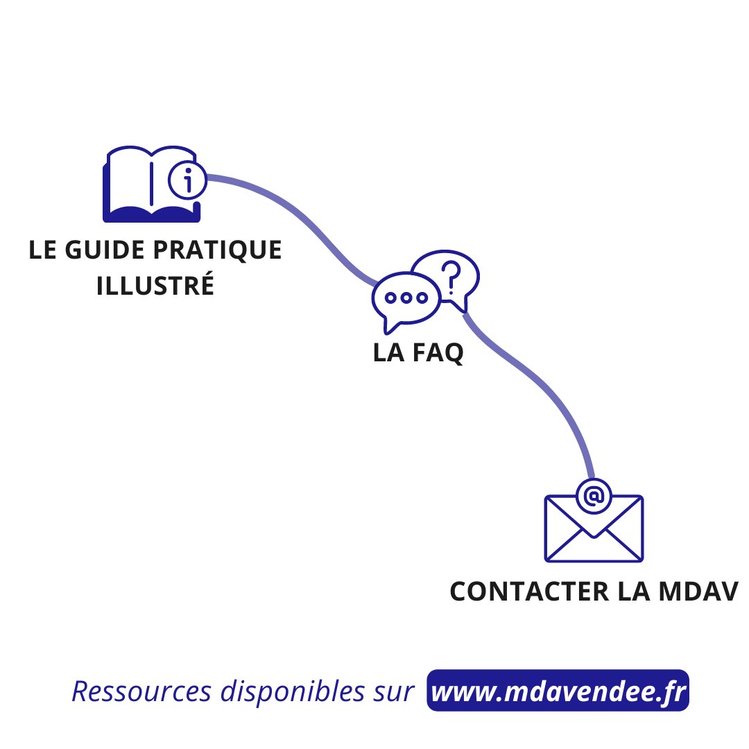 MDAVendee's tweet photo. #Association vous avez besoin d'aide dans vos démarches ? Retrouvez le guide pratique illustré disponible sur notre site🧐https://t.co/MAUUuVwzO9
La FAQ 💬🗨https://t.co/myxo7QcWKM
Contactez-nous 📧 contact@mdavendee.fr. https://t.co/RBj9LUefU7