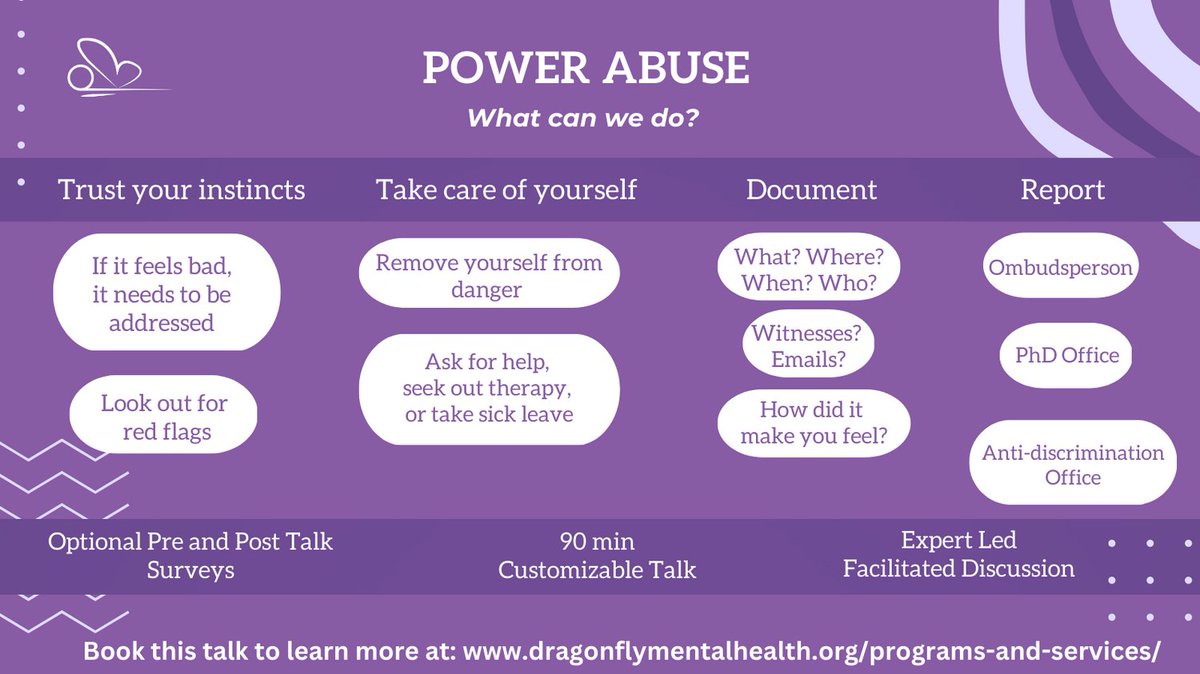 DragonflyMH's tweet photo. The high interdependency between #supervisor and supervised, combined with the pressure to succeed, make power abuse commonplace in Academia. 

More: https://t.co/eH110Qum5l 

#PowerAbuse #PowerAbuseInAcademia #AcademicMentalHealth https://t.co/KovCrGu8SW