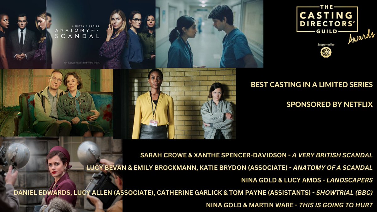 CDGNews's tweet photo. Two days to #CDGAwards2023! The nominees for Best Casting in a Limited Series, sponsored by @NetflixUK: @scrowecasting #XantheSpencerDavidson @CastingLucy @emily_brockmann @KatieBrydon6 @ltd_nina #LucyAmos @dedwardscasting @LAllenCasting @catgarlick @tompaynecasting #MartinWare https://t.co/A8tW9y8Vy3