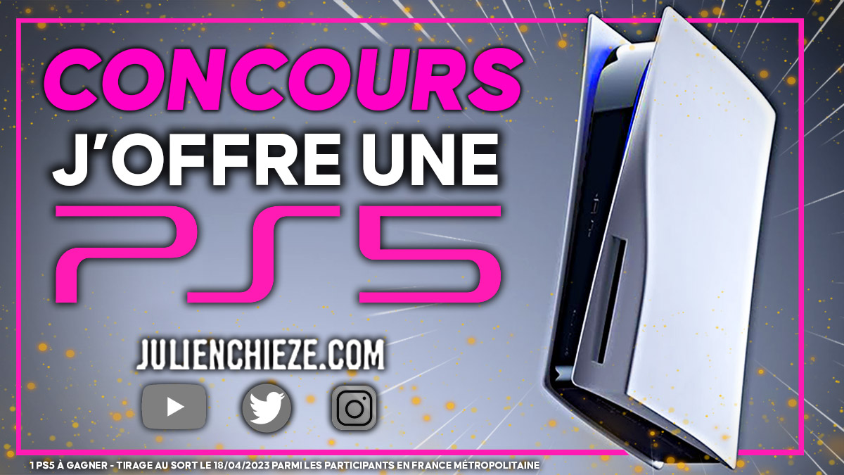 Julien Chièze (@julienchieze) on Twitter photo 🎁CONCOURS🎁
Je vous l'avais promis : j'offre une #PS5 à l'une ou l'un d'entre vous !!!
Pour participer :
✅RT + Suivre <a href="/JulienChieze/">Julien Chièze</a>
✅Être abonné à ma chaîne YouTube youtu.be/VNY_tFM7wh4
🥳Multipliez vos chances en taguant un ami
Bonne chance à tous🚀
TAS 18/4/2023 🎁CONCOURS🎁
Je vous l'avais promis : j'offre une #PS5 à l'une ou l'un d'entre vous !!!
Pour participer :
✅RT + Suivre <a href="/JulienChieze/">Julien Chièze</a>
✅Être abonné à ma chaîne YouTube youtu.be/VNY_tFM7wh4
🥳Multipliez vos chances en taguant un ami
Bonne chance à tous🚀
TAS 18/4/2023