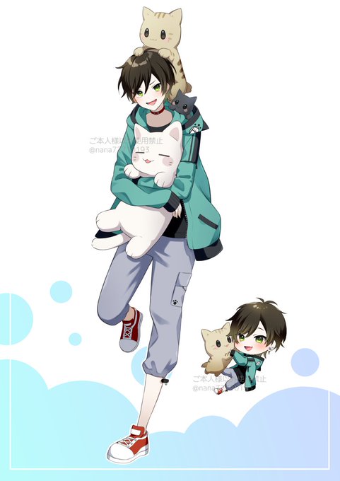 「cat on head male focus」 illustration images(Latest)