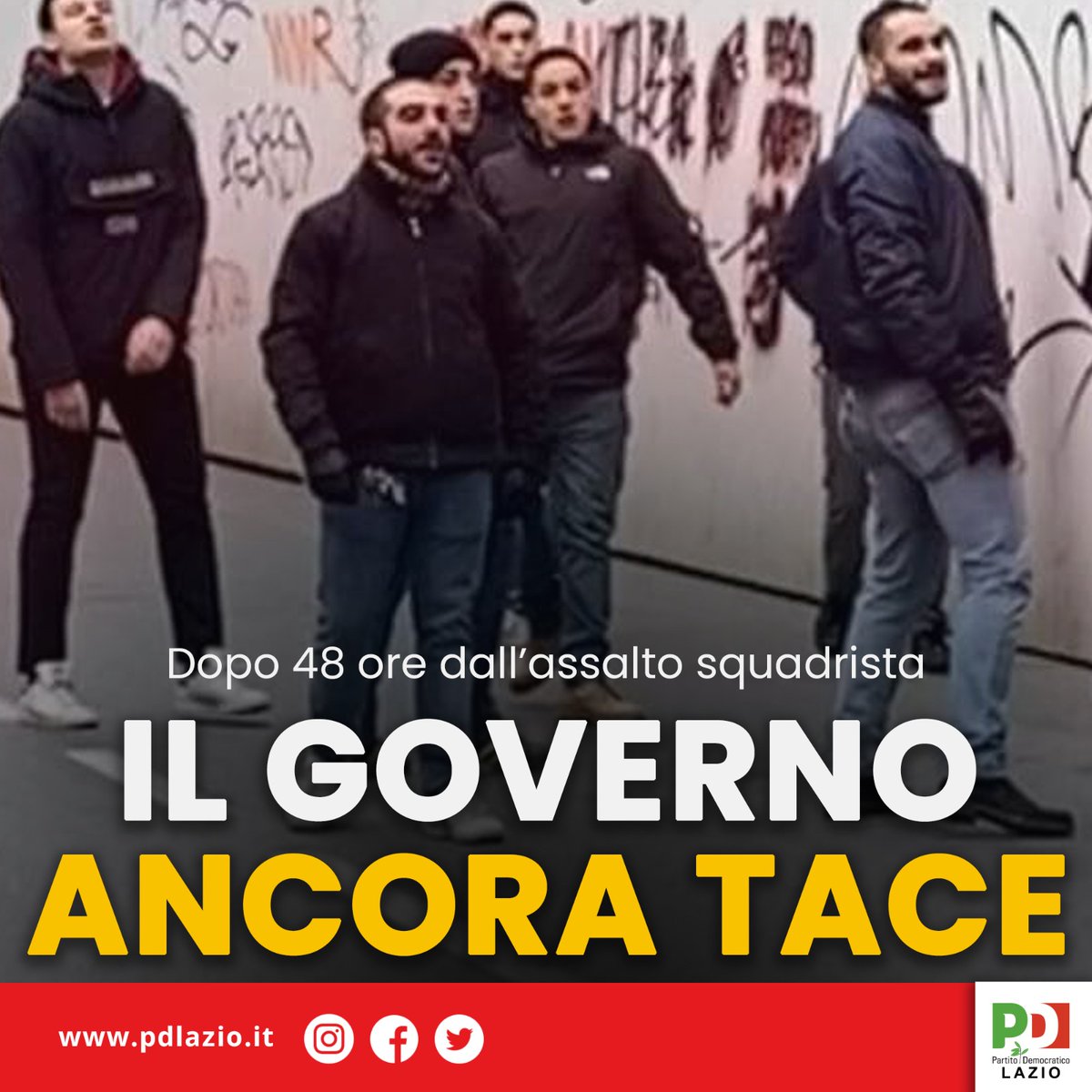A due giorni dall’assalto fascista a #Firenze il #Governo tace.
#Meloni non dice una parola, #Salvini se la prende con #Fedez, #Piantedosi non pervenuto.
Ogni minuto di silenzio è sempre più un segnale di complicità e legittimazione dei metodi squadristi.