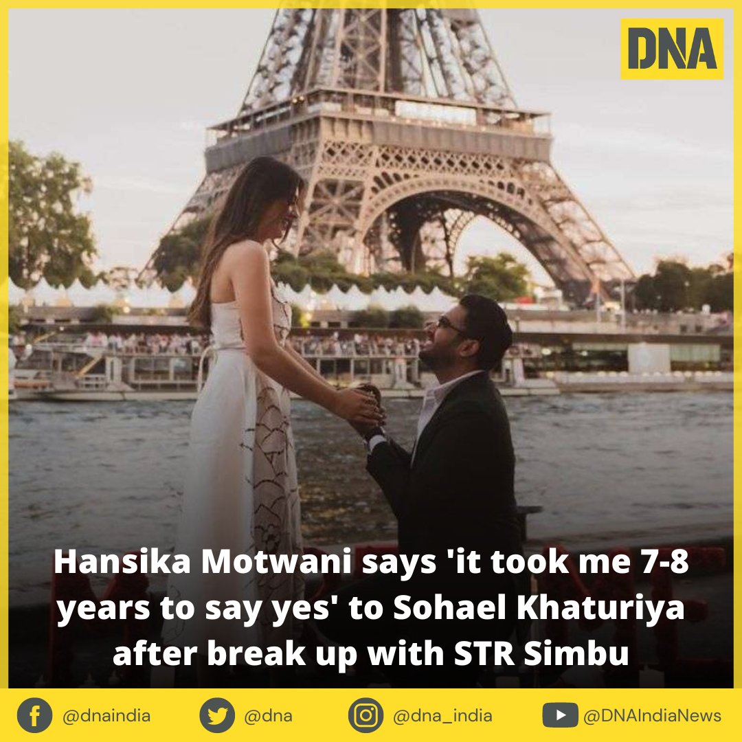 dna's tweet photo. Hansika Motwani has been making headlines ever since she announced her wedding with Sohael Khaturiya. She reveals that she took 7-8 years to say yes to her now husband after her breakup with STR Simbu.

https://t.co/JpgU3uBHTp

#HansikaMotwani | #SohaelKhaturiya | #STRSimbu https://t.co/XqY1wfzW4C