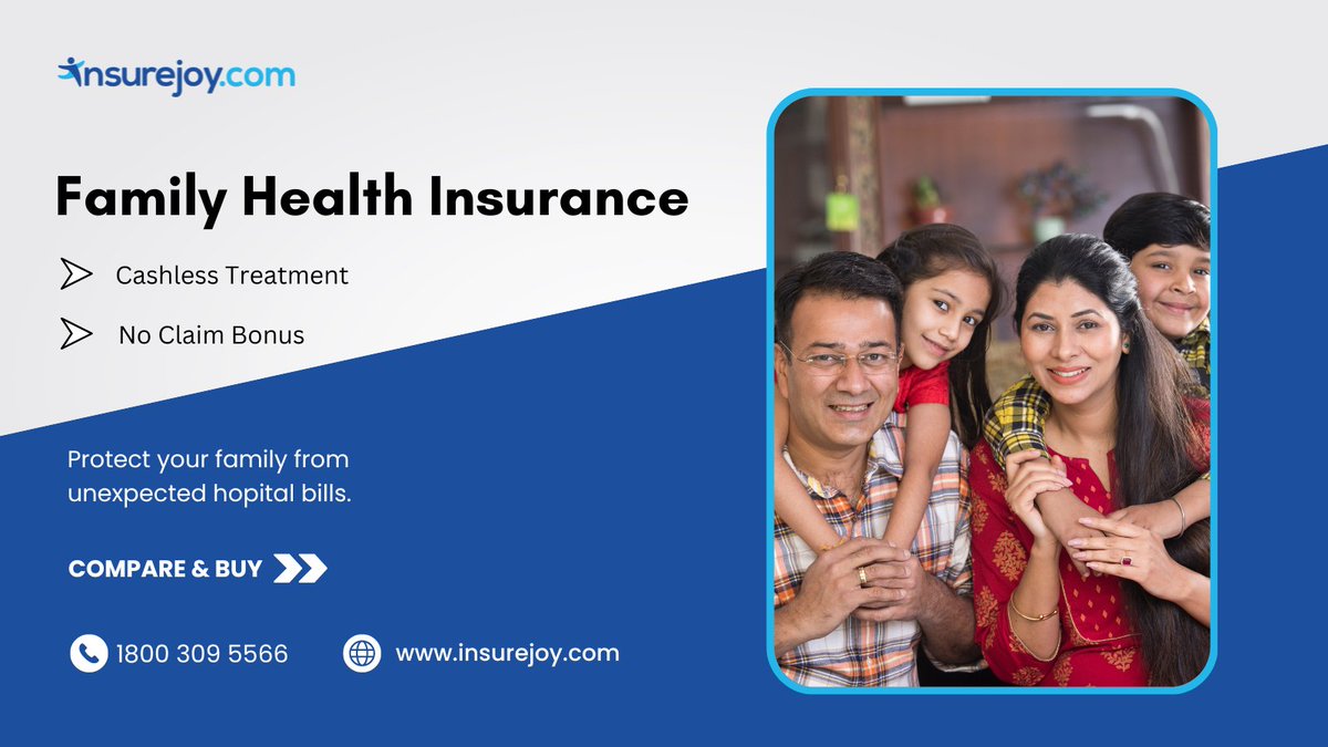 Family Health Insurance - Cover your entire family under a single plan, also save tax under section 80D

Compare &amp; Buy: insurejoy.com/health-insuran…
.
.
#healthinsurance #FamilyHealthInsurance #seniorcitizenhealthinsurance #mediclaimpolicy #insurejoy