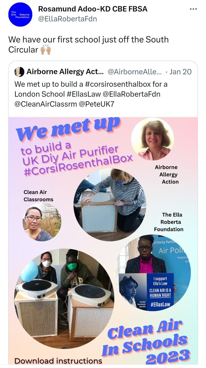 CleanAirClassrm's tweet photo. @mishwoz @sainsburys @MarkSiddallRIBA @SAINSBURY Help take #PracticalAction.
Support school initiatives
To #CleanthePlanet
#CleanTheAir for #IndoorAirQuality CEO Simon Roberts @sainsburys @SainsburysNews
#EllasLaw https://t.co/n4rBrqmBKo