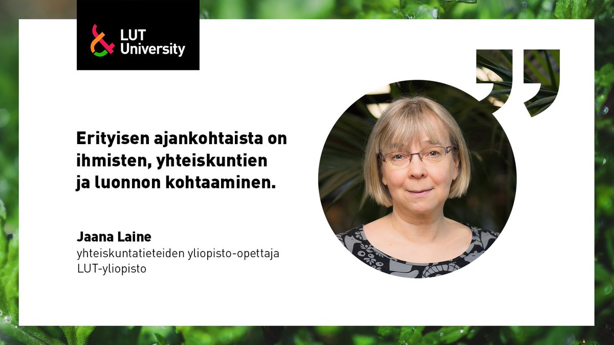 Yhteiskuntatieteet rakentavat kestävämpää maailmaa. 🌎🧑‍🤝‍🧑 Yliopisto-opettajamme @laine_jaana tutkii, miten luonnonvarojen käyttö vaikuttaa yhteiskunnalliseen hyvinvointiin ja tasa-arvoon. ➔ Lue Jaanan haastattelu: lut.fi/fi/artikkelit/… #unilut #yhteiskuntatieteet