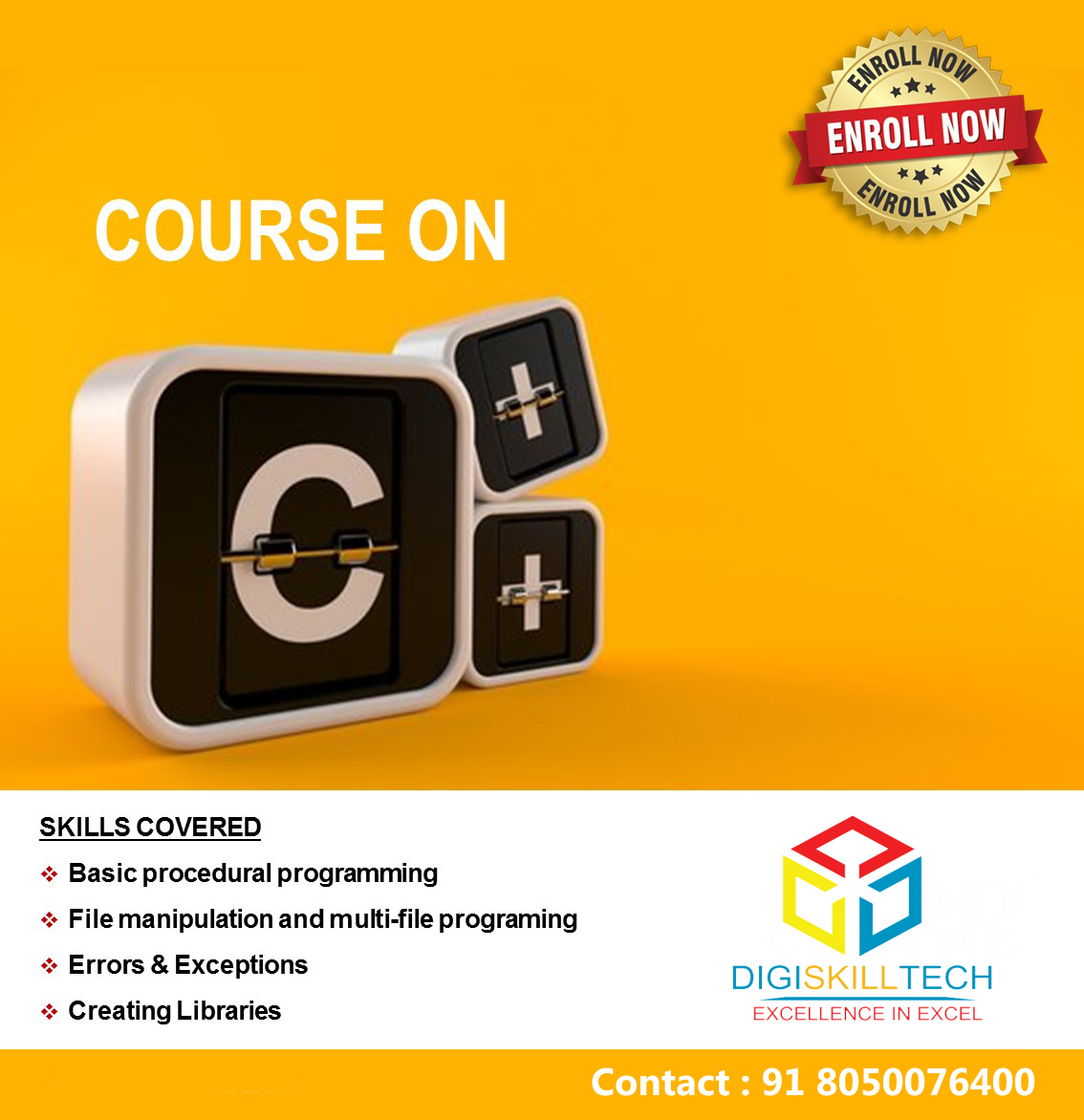 DigiskillT's tweet photo. C++ programming language, doesn’t just teach you to code, but it also ensures enhancing your skills in error correction, debugging and code optimization.
#C++ #C++ #internetart #internetshopping #caddcentremarathahalli #developmentskillset #internshiptraining #digiskilltech https://t.co/qxmm0vsEdg