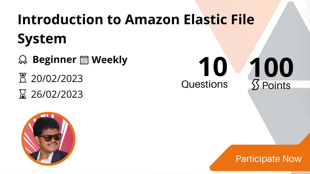 AWS re:Skill (@awsreskill) on Twitter photo Here’s a 🆕 challenge by <a href="/MakendranG/">Makendran G</a> “Introduction to Amazon Elastic File System”
Learn about #AmazonElasticFileSystemÂ
âś… Features
âś… Benefits of EFS
âś… Create & configure it using #AWS Management Console
Visit 👉 awsreskill.com/challenges/7a9…
#reskill #Community #Cloud #awsugin Here’s a 🆕 challenge by <a href="/MakendranG/">Makendran G</a> “Introduction to Amazon Elastic File System”
Learn about #AmazonElasticFileSystemÂ
âś… Features
âś… Benefits of EFS
âś… Create & configure it using #AWS Management Console
Visit 👉 awsreskill.com/challenges/7a9…
#reskill #Community #Cloud #awsugin