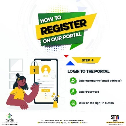 NYDARSA's tweet photo. Never miss out on opportunities!

Start the new week by registering and logging on to the NYDA ERP System.

Follow the 4 easy steps to help you get started.
Link to portal: https://t.co/diRhlwpnm3. 

#NewWeek #MondayMotivation #GetStarted #NYDA #Opportunities #SouthAfrica https://t.co/Qajwv3t8nb
