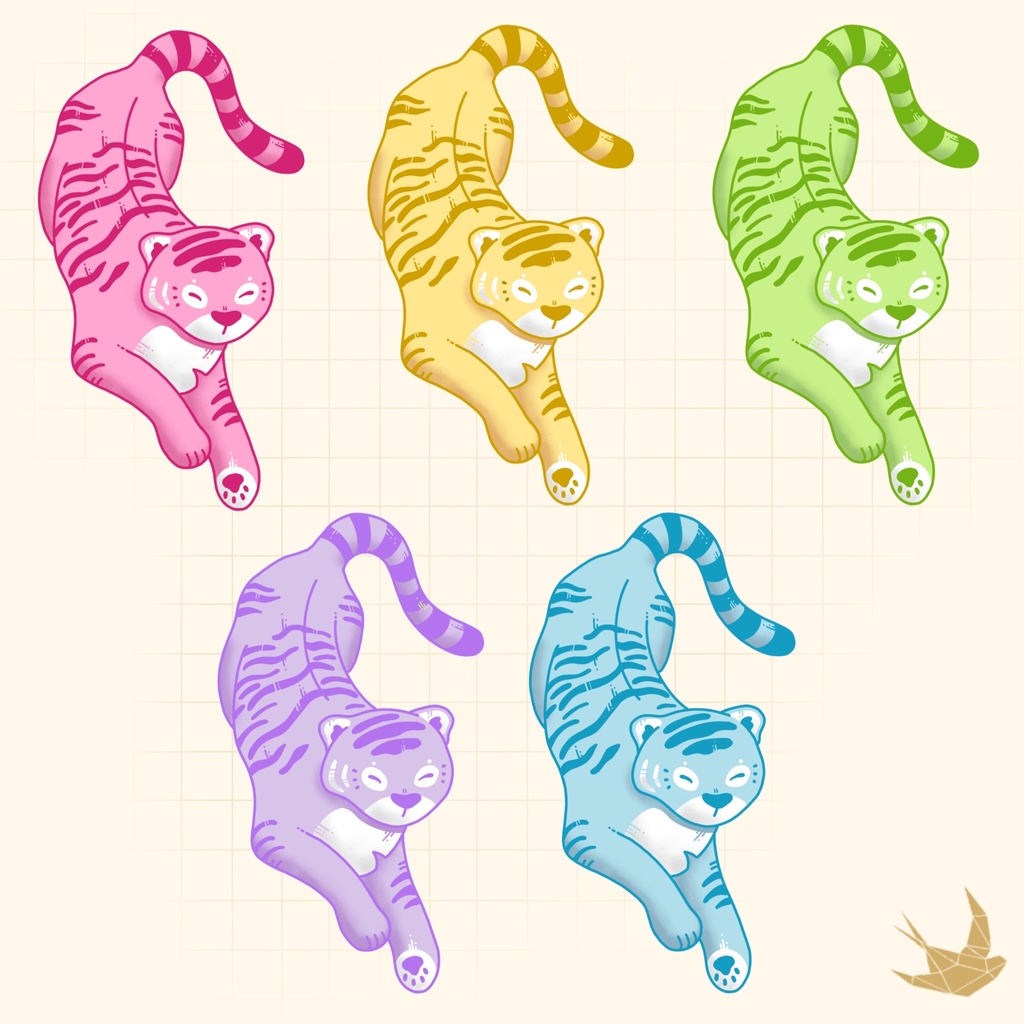 Swiftterlyy's tweet photo. 🌈 🐯Rainbow Tigers🐯 🌈

Hello, my name is Georgina and I can NEVER decide on one colour variant for anything 😅 

Which ones your favourite? 🌈

#tiger #tigers #tigersofinstagram #stickers #illustration #stickerbomb #sticker #graphicdesign #procreate https://t.co/OXqY9rvONM