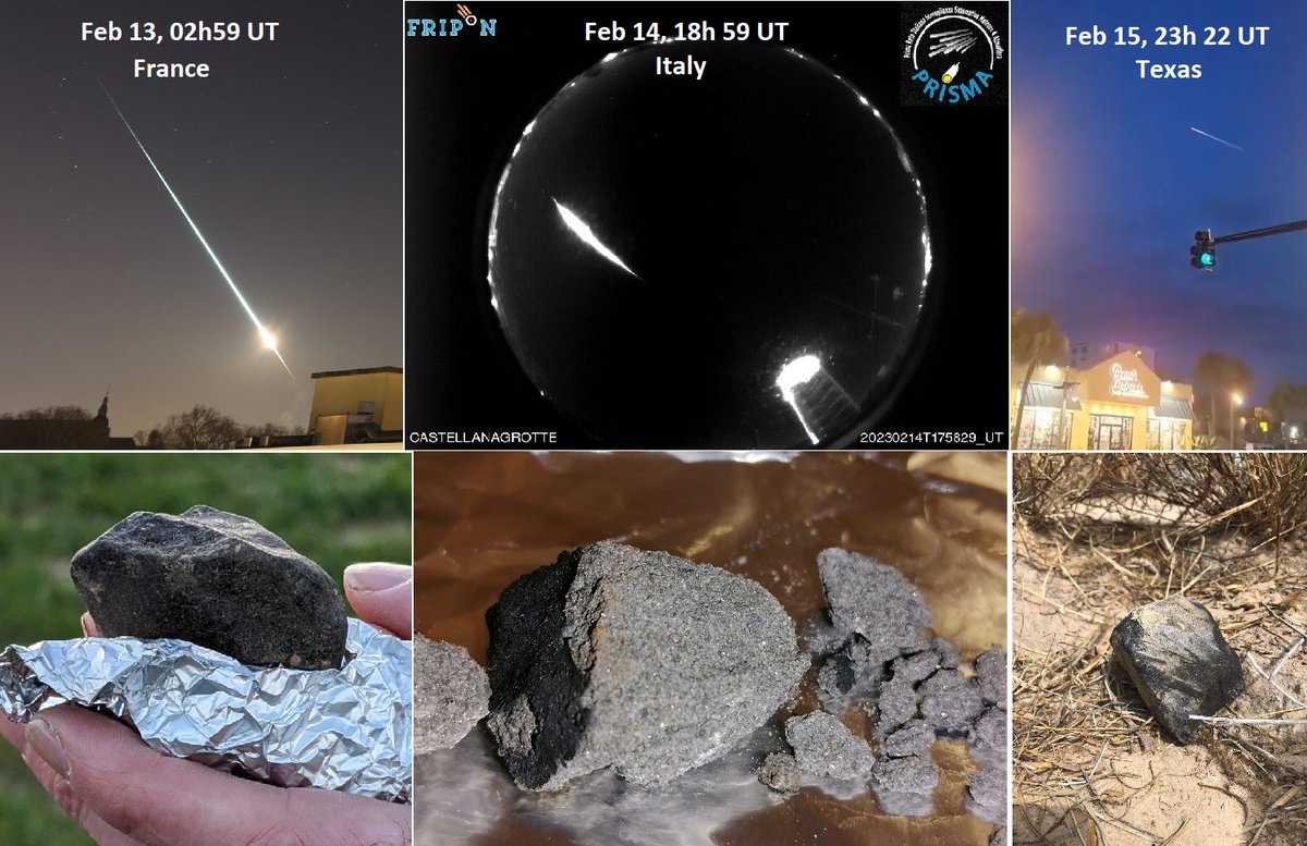 sjb_astro's tweet image. From the IMO: 3 nights in a row, 3 fireballs, 3 meteorites! From February 13th, to 15th, 3 meteorite-dropper fireballs occurred over France, Italy and Texas and #meteorites were recovered: imo.net/3-fireballs-3-… 
#Meteorite #Astronomy