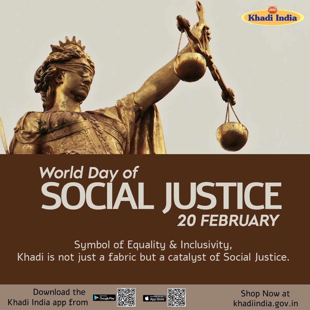 eKhadiIndia's tweet image. On World Day of Social Justice, as we foreground the importance of social justice, we emphasize the role KVIC plays in ensuring social justice for thousands of common people in India.
#WorldDayofSocialJustice #KVIO #KVIC #KVICChairman #KhadiIndia #KhadiIndiaforWorld #khadi