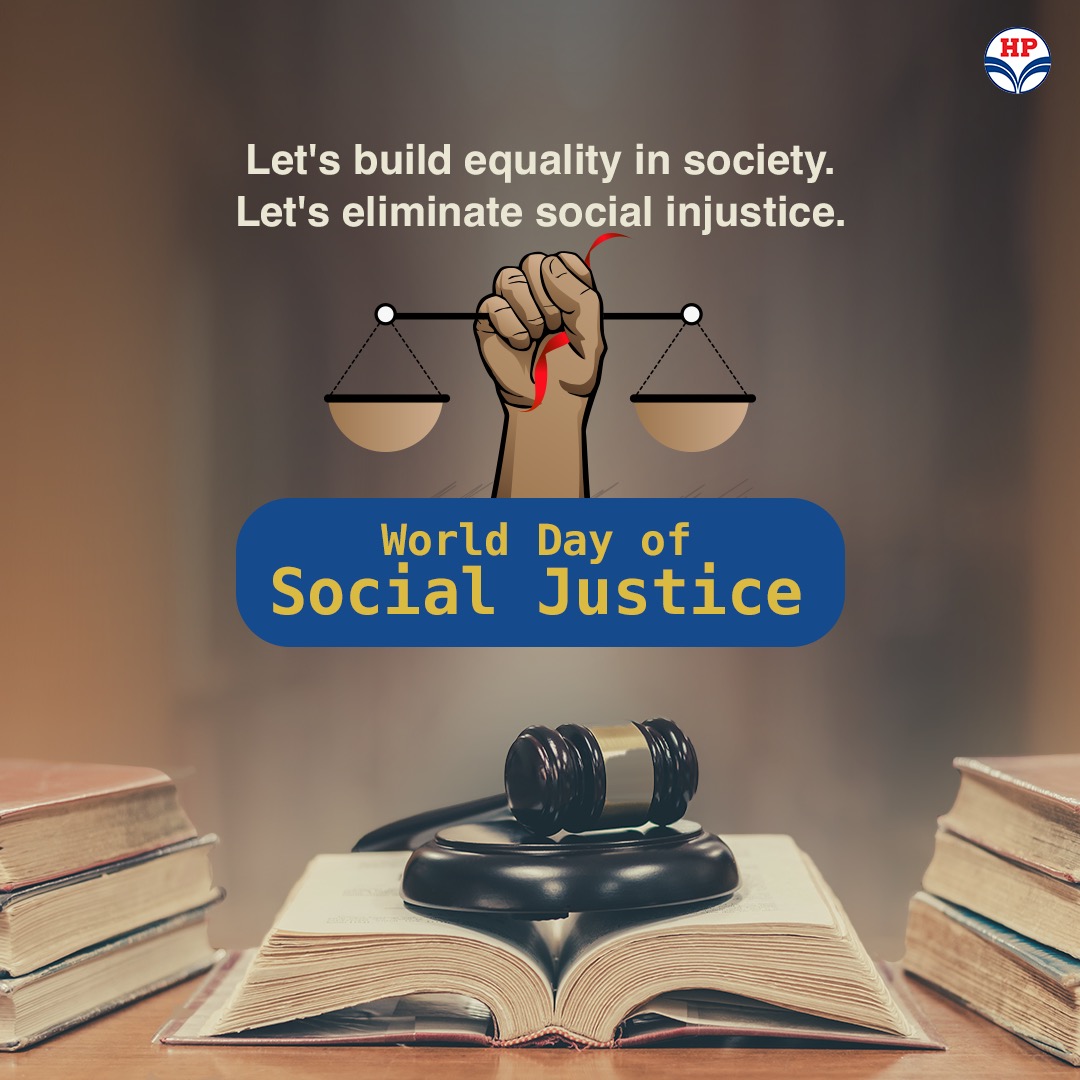 The goal of social justice is to build a society in which everyone has equal access to opportunities and resources, irrespective of their background. HP Retail family wishes everyone a happy #WorldSocialJusticeDay.
#HPCL #HPRetail #MeraHPPump <a href="/hpcl/">Hindustan Petroleum Corporation Limited</a>