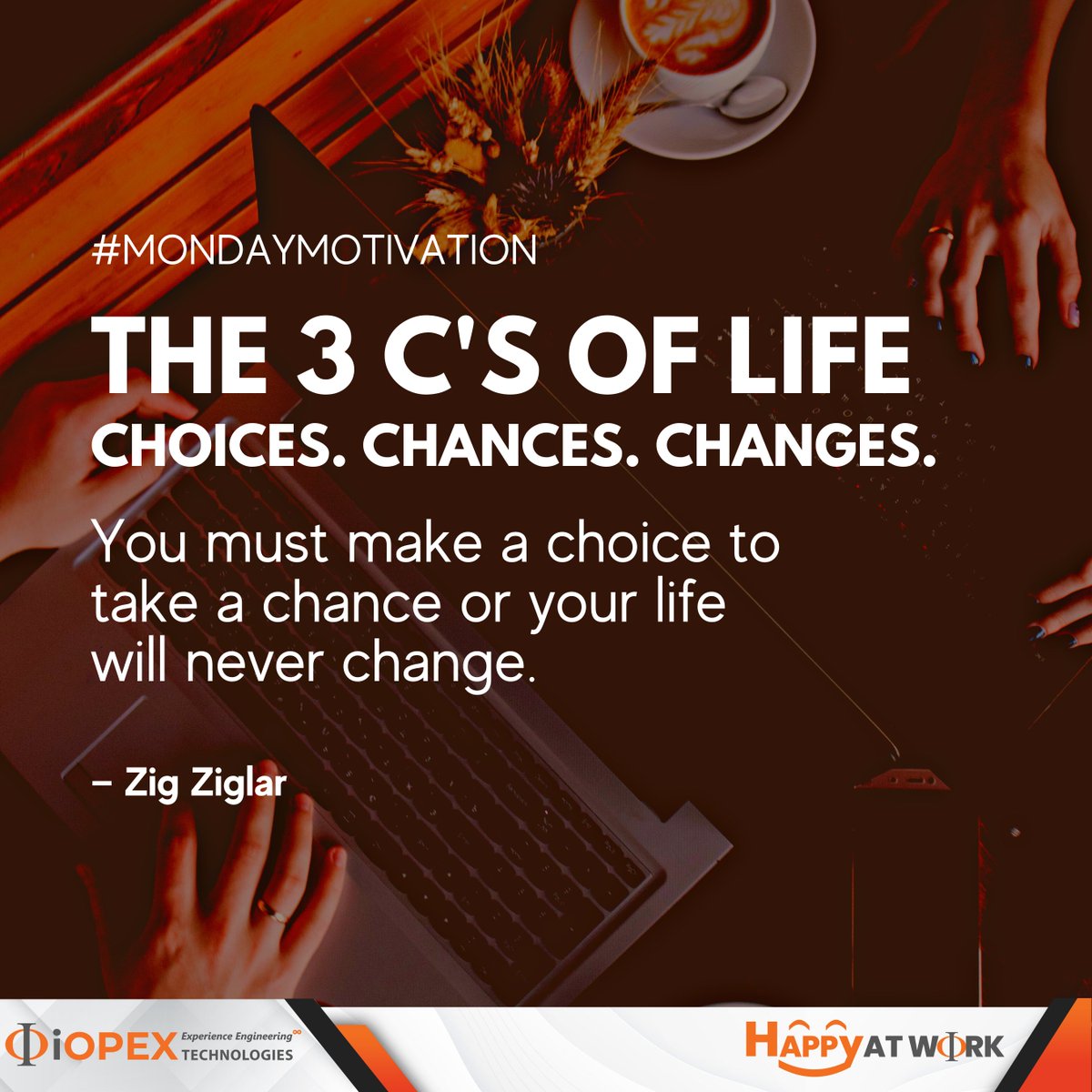 iopextechphil's tweet photo. CHOICES. CHANCES. CHANGES.
The moment you decide to take a chance is the exact moment your life will start to change for the better.
#MondayMotivation #MotivationalMonday #iOPEXHappyAtWork #iJOINiLEADiSUCCEED #WeAreiOPEX #ExperienceEngineering https://t.co/PW6TT8xZZa