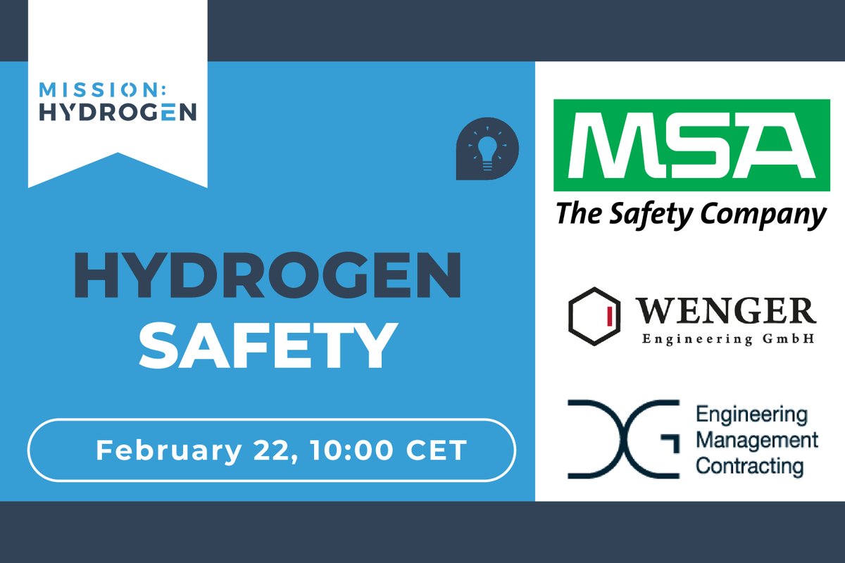 💡 Join our FREE #WEBINAR "#Hydrogen #Safety – Best Practice and Panel Discussion" on February 22: mission-hydrogen.com
#missionhydrogen #h2  #hydrogenindustry #cleantech #greentech #energytransition #sustainability #future