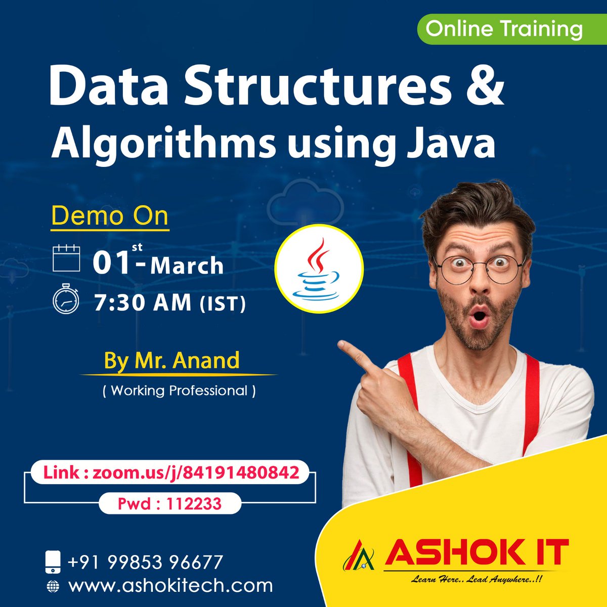 ashokitschool's tweet image. ๐ Data Structures & Algorithms using Java ๐
โ๏ธ Enroll Now : bit.ly/3ErmRiz
๐ Free Demo On 1st-March @ 7:30 AM IST
๐ Visit : ashokitech.com
CALL NOW: +919985396677
#DataStructure&Algorithms #DataStructureandAlgorithmsCourse #DataStructureandAlgorithmsInPython
