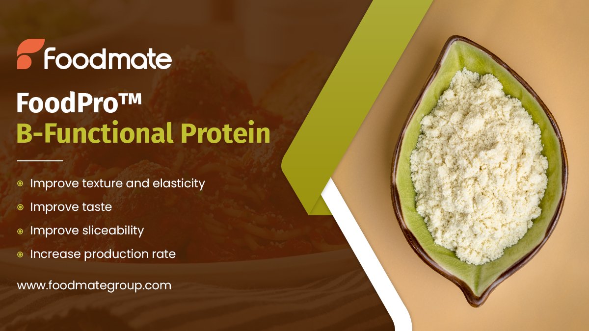 FoodmateGroup's tweet image. Foodmate functional protein is a high-quality animal protein extract with functional properties like adhesiveness and water holding capacity. It can improve meat product tenderness, protein distribution, and reduce volume loss during cooking.
#Foodmate #Functionalprotein