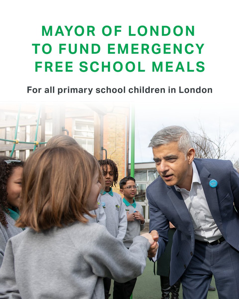 NEW: No child should go hungry, but a tragic symptom of the cost of living crisis means that sadly, far too many children are.

That’s why I’m providing emergency funding for one year for free school meals for primary school children in London.