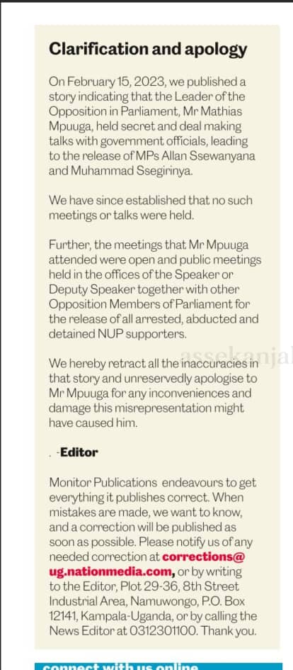 MathiasMpuuga's tweet photo. "Gunsinze aliwa bitono..." so we say in Buddu. Thank you @DailyMonitor for acknowledging &amp; owning up your mistake. Apology taken. #AccountabilityAndService https://t.co/MLYcsYWC7C
