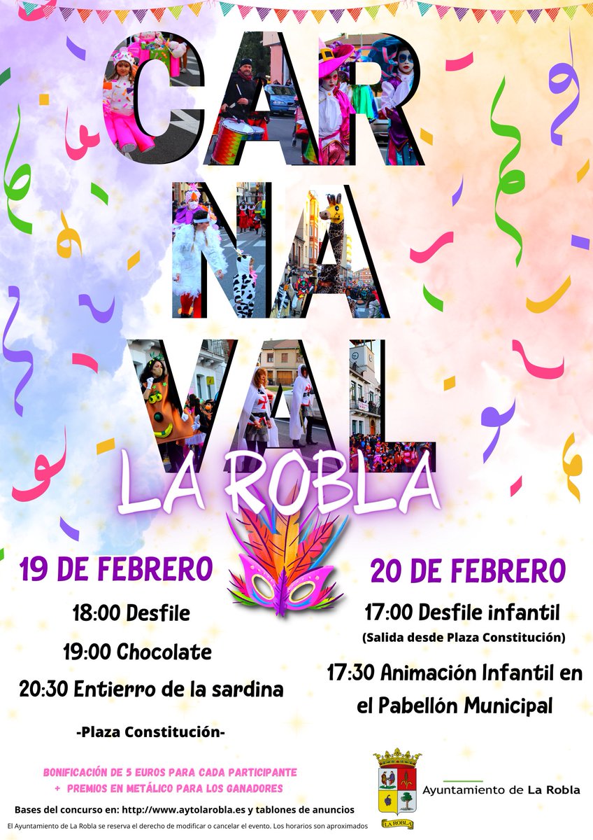 Esta tarde está reservada para l<a href="/s/">『S』</a> más pequeñ@s!! ¡Te esperamos en la Plaza de la Constitución a las 17:00 para ir todos al pabellón de las Instalaciones deportivas a pasar un Carnaval mágico! ¡¡No os lo perdáis!! #Carnaval2023 #LaRobla
