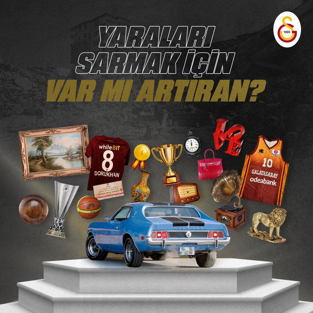 Maddi/manevi değeri bulunan eşyalarınızı depremzedeler için maddi desteğe dönüştürmek ister misiniz? 

Düzenlenecek müzayedemizde yer almasını istediğiniz eşyalarınızı Nef Stadyumu’nda bulunan Galatasaray Stadyum Müzesi’ne teslim edebilirsiniz. 

Desteğinizi bekliyoruz. ❤️🤍
