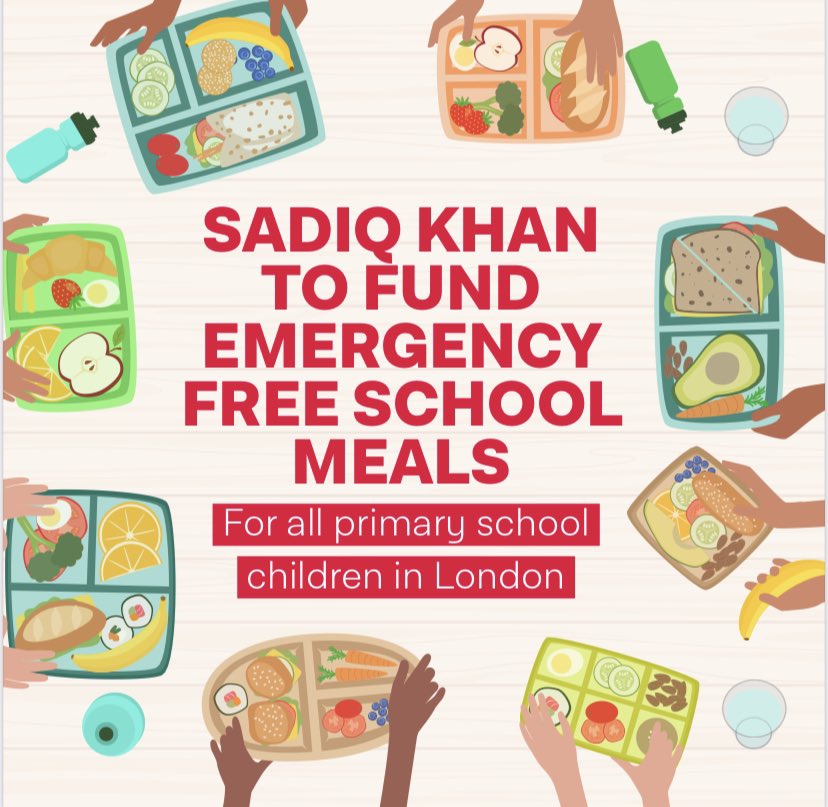 Fantastic announcement from Sadiq Khan that he will fund free school meals for ALL primary school children in London. So many teachers and parents have told me how much this is needed as the cost of living crisis hits children. @SadiqKhan @MayorofLondon #freeschoolmeals