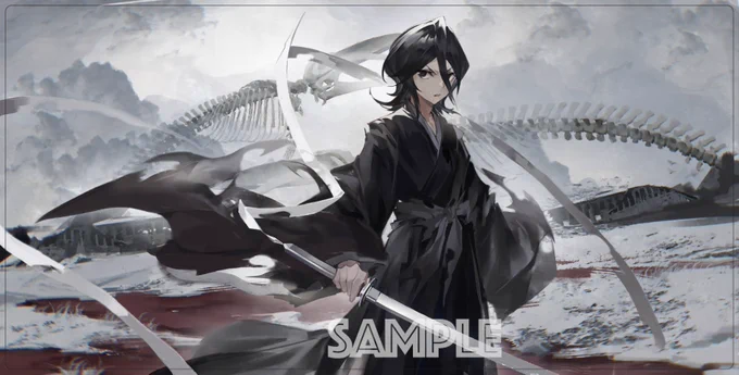 SC2023Spring/エアサンクリ 新作発表⑲RUKIA の スリーブ(一部が光ってます) や プレイマット になります!イラストレーターは 瓜皮cyyyyy 様です。 