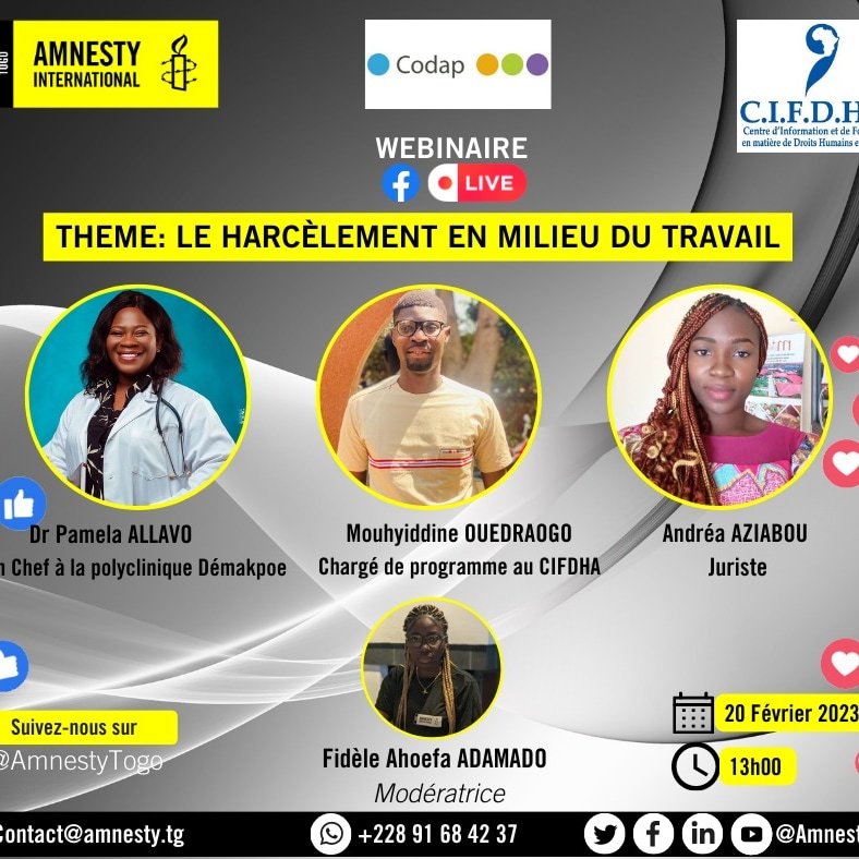 Suivez-nous en Facebook live à 13h pour plus d'information sur le harcèlement en milieu du travail