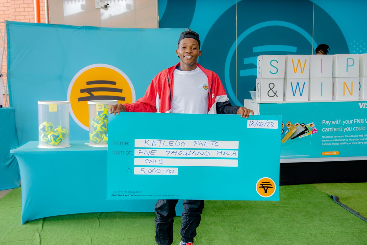 FNB_Botswana's tweet photo. Congratulations to the winners from the final draw of the #FNBSwipeAndWin competition!
Mr Quett Mmopele won himself the P70,000.00 prize, while Mr Katlego Pheto and Mr Phodiso Serero both won themselves the P5,000.00 prizes.
#FNBB Bank of #TheChangeables https://t.co/WTvs3hx4yH