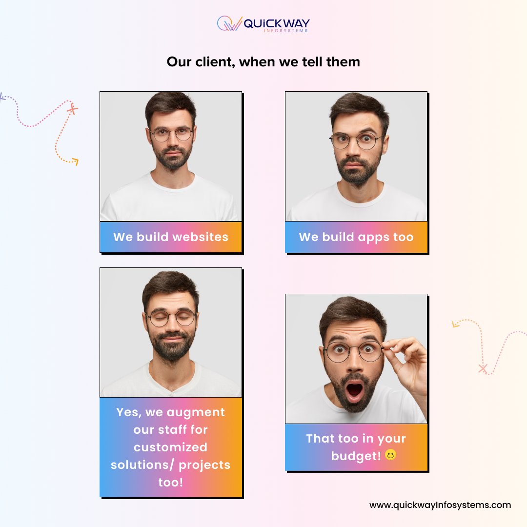 qwi_officials's tweet photo. Salesy Mondays are our favorite! QWI’s sales team loves pleasing its clients! We build quality apps, easily navigable websites and lend our experts for your project based needs.
Get customized solutions in your budget with Quickway Infosystems!
#Quickway #softwaredevelopment https://t.co/PA9qhZN8Mw
